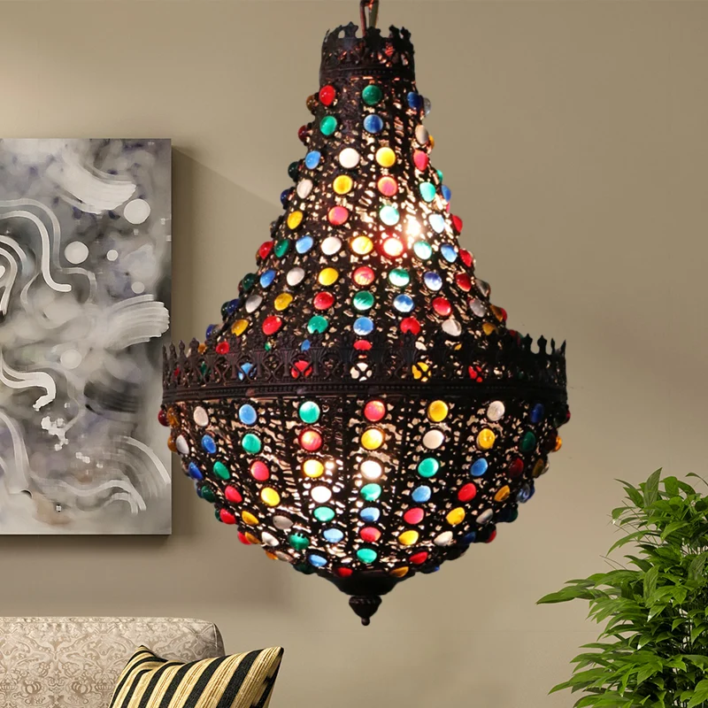 Metalen traanvormige kroonluchterlamp Decoratieve 2-lichts restauranthanglamp zwart Clearhalo