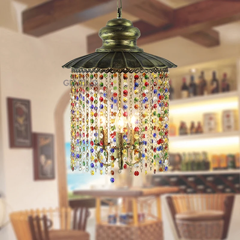 Metalen trapsgewijze kroonluchter lichtarmatuur decoratieve 3-kops restaurant ophanghanger brons Clearhalo