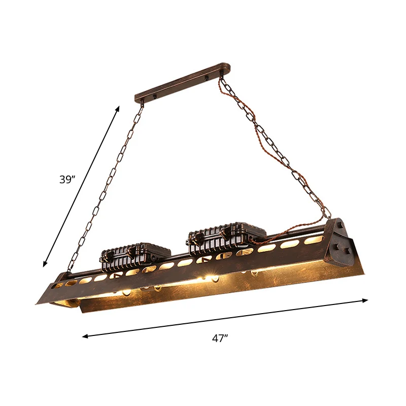 Metalen treinvormige kroonluchter 3 lampen Industrieel creatief hanglicht roest voor cottage Clearhalo