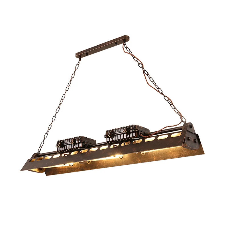 Metalen treinvormige kroonluchter 3 lampen Industrieel creatief hanglicht roest voor cottage Clearhalo