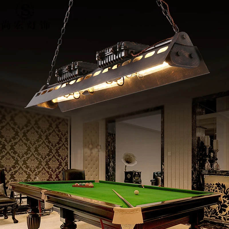 Metalen treinvormige kroonluchter 3 lampen Industrieel creatief hanglicht roest voor cottage Clearhalo