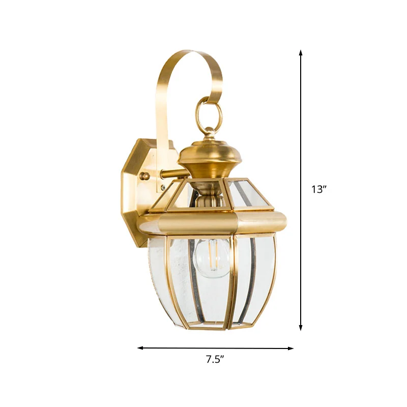 Metalen Urn Sconce Light Traditioneel 1 Kop Messing Wandlamp Armatuur voor Woonkamer Clearhalo