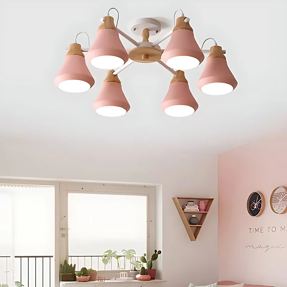 Metalen urnvormige hanglamp kleuterschool Macaron-stijl kroonluchter roze Clearhalo