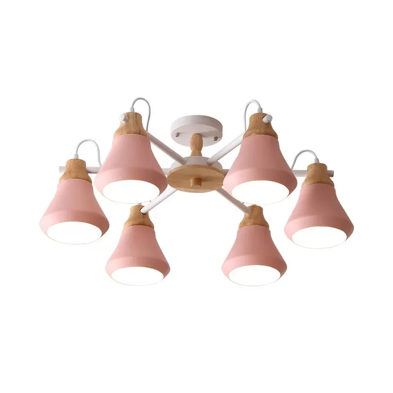 Metalen urnvormige hanglamp kleuterschool Macaron-stijl kroonluchter roze Clearhalo