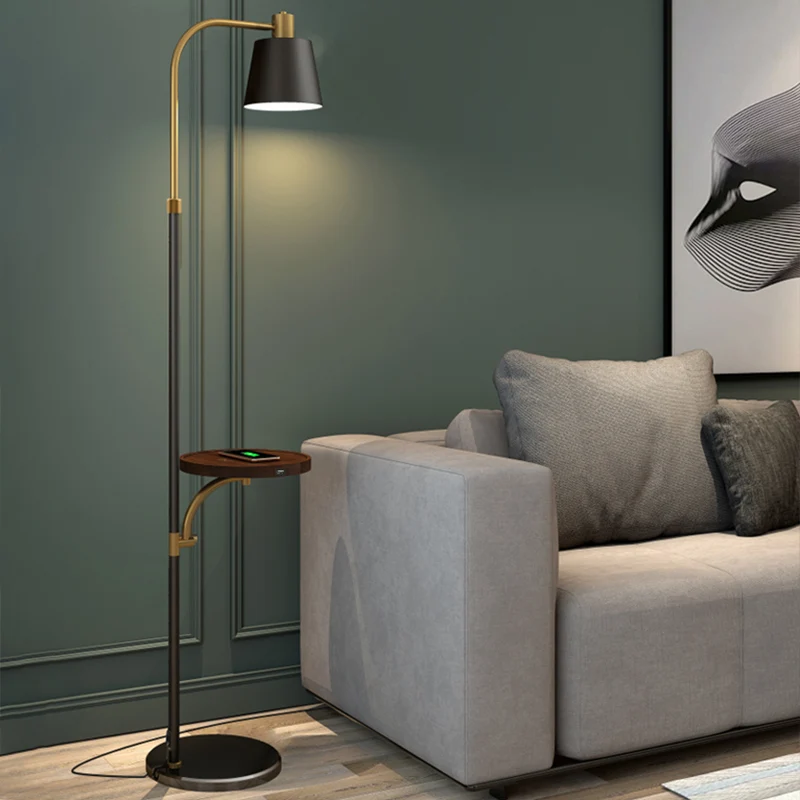 Metalen vat vloertafellamp Post Moderne enkele staande vloerlamp zwart en goud Clearhalo