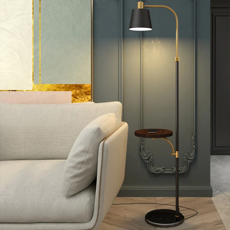 Metalen vat vloertafellamp Post Moderne enkele staande vloerlamp zwart en goud Clearhalo