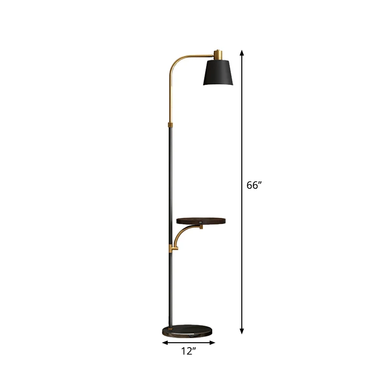 Metalen vat vloertafellamp Post Moderne enkele staande vloerlamp zwart en goud Clearhalo