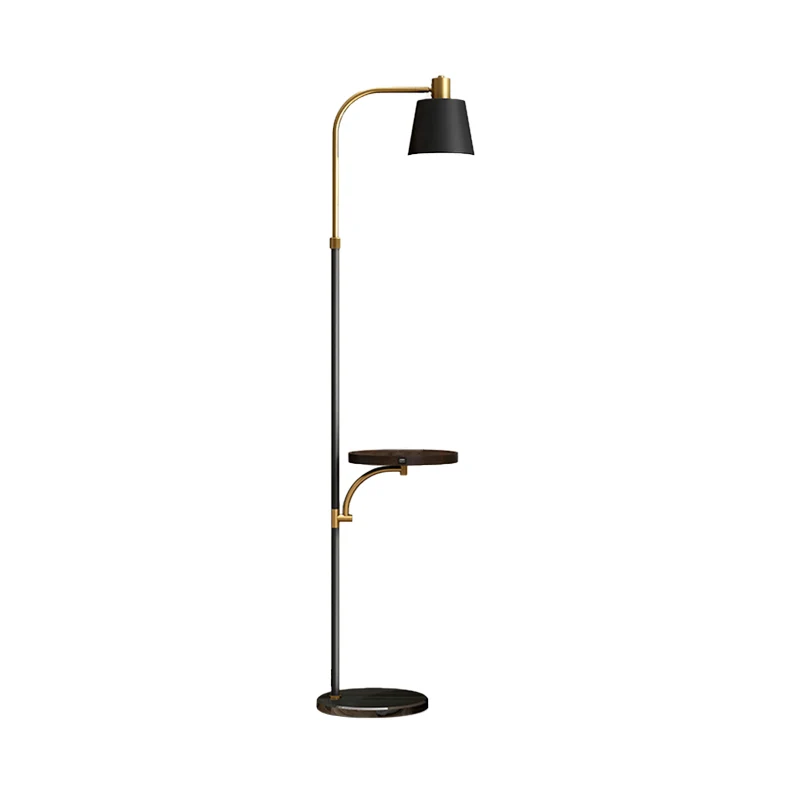 Metalen vat vloertafellamp Post Moderne enkele staande vloerlamp zwart en goud Clearhalo
