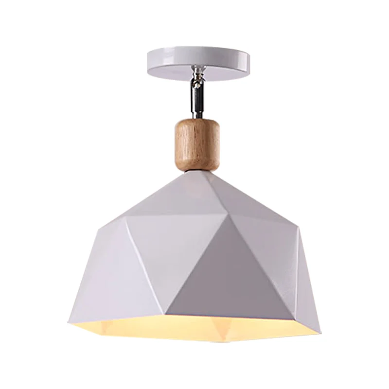 Metalen Zeshoek Plafondmontage Licht Verstelbaar Macaron 1 Kop Grijs/Wit/Groen Semi Inbouw Plafondlamp voor Gang Clearhalo