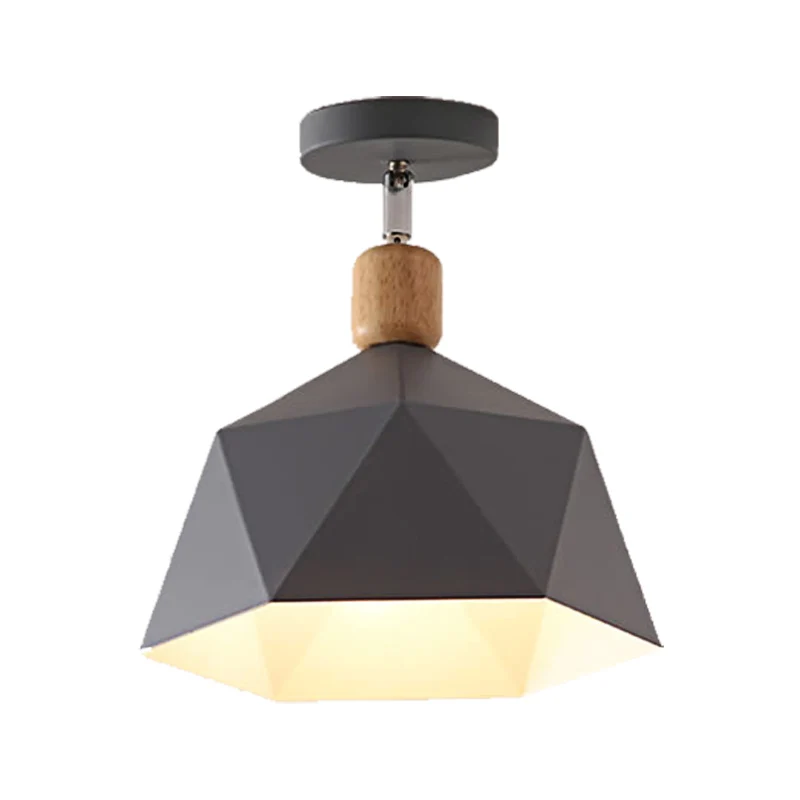 Metalen Zeshoek Plafondmontage Licht Verstelbaar Macaron 1 Kop Grijs/Wit/Groen Semi Inbouw Plafondlamp voor Gang Clearhalo