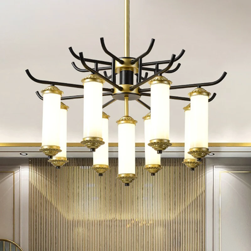 Metalen zwart-gouden hangende hanglamp Starburst-achtige arm 9/11 lichten Rustieke plafondkroonluchter Clearhalo