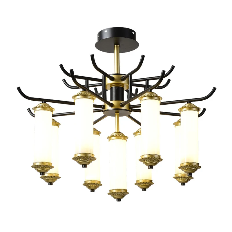 Metalen zwart-gouden hangende hanglamp Starburst-achtige arm 9/11 lichten Rustieke plafondkroonluchter Clearhalo
