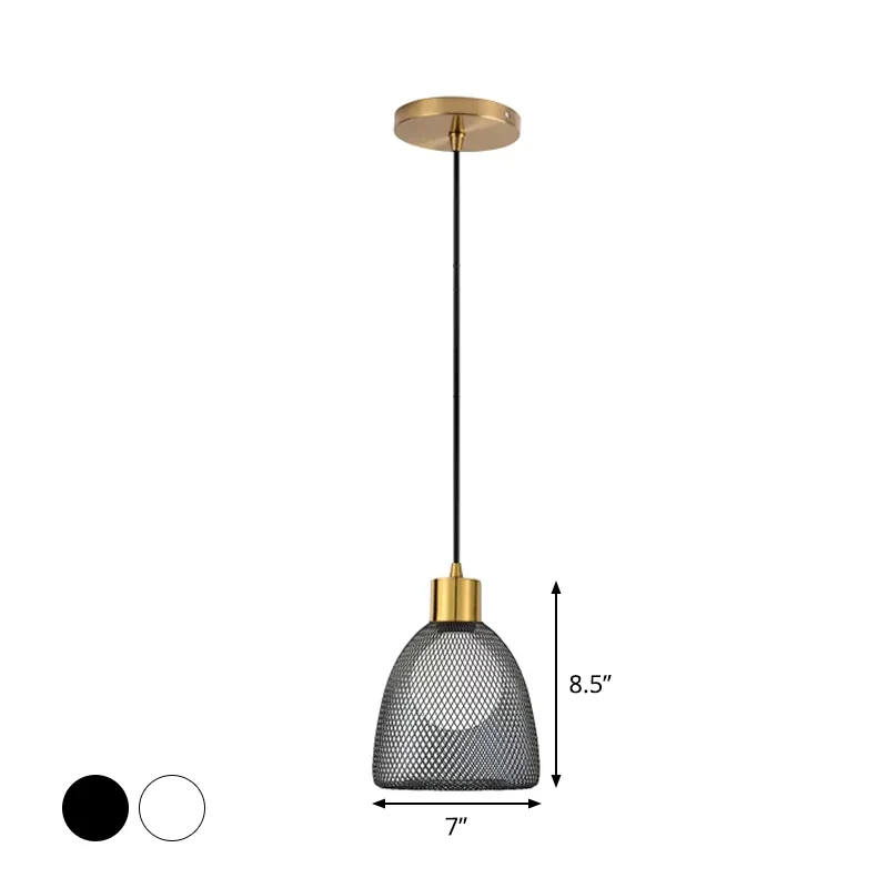 Metallic Bell Hanglamp Modernistisch 1 Lamp Zwart/Wit Hanglamp voor Eetkamer Clearhalo