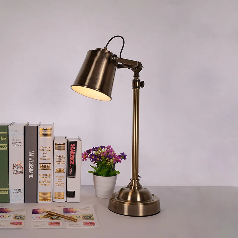 Metallic Bell verstelbare tafelverlichting Antiek 1-lichts studeerkamerleeslamp zilver Clearhalo