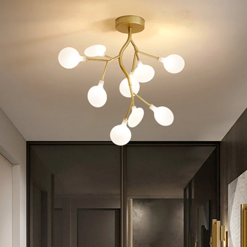 Metallic boomtak LED-hanglamp Postmoderne kroonluchterlamp met kap goud Clearhalo