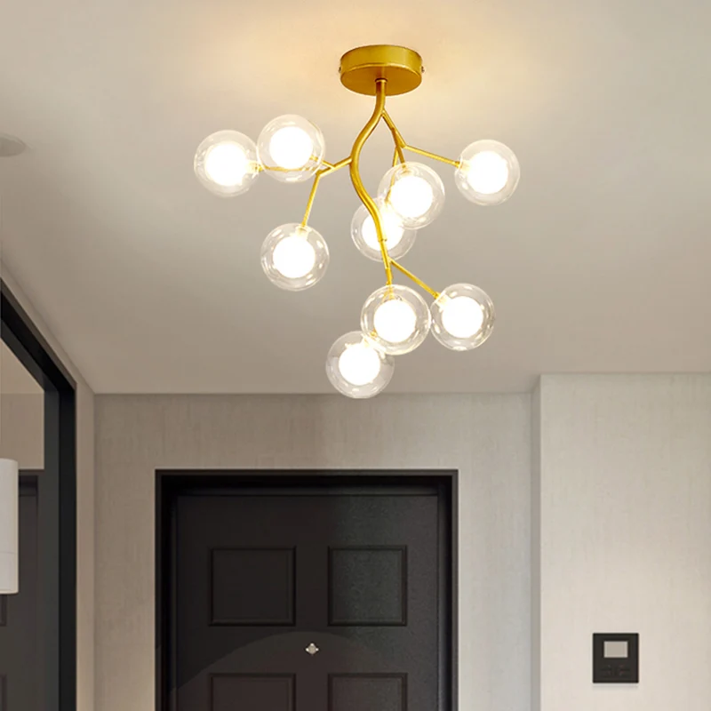 Metallic boomtak LED-hanglamp Postmoderne kroonluchterlamp met kap goud Clearhalo
