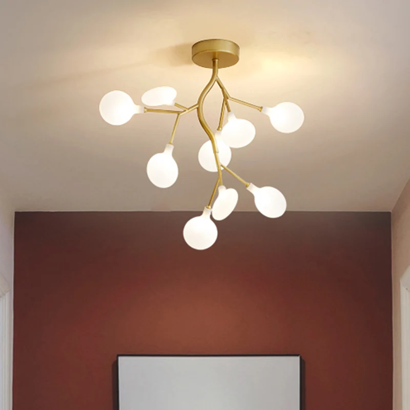 Metallic boomtak LED-hanglamp Postmoderne kroonluchterlamp met kap goud Clearhalo