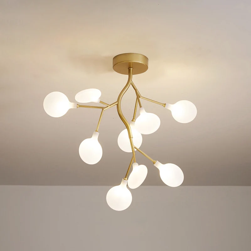 Metallic boomtak LED-hanglamp Postmoderne kroonluchterlamp met kap goud Clearhalo