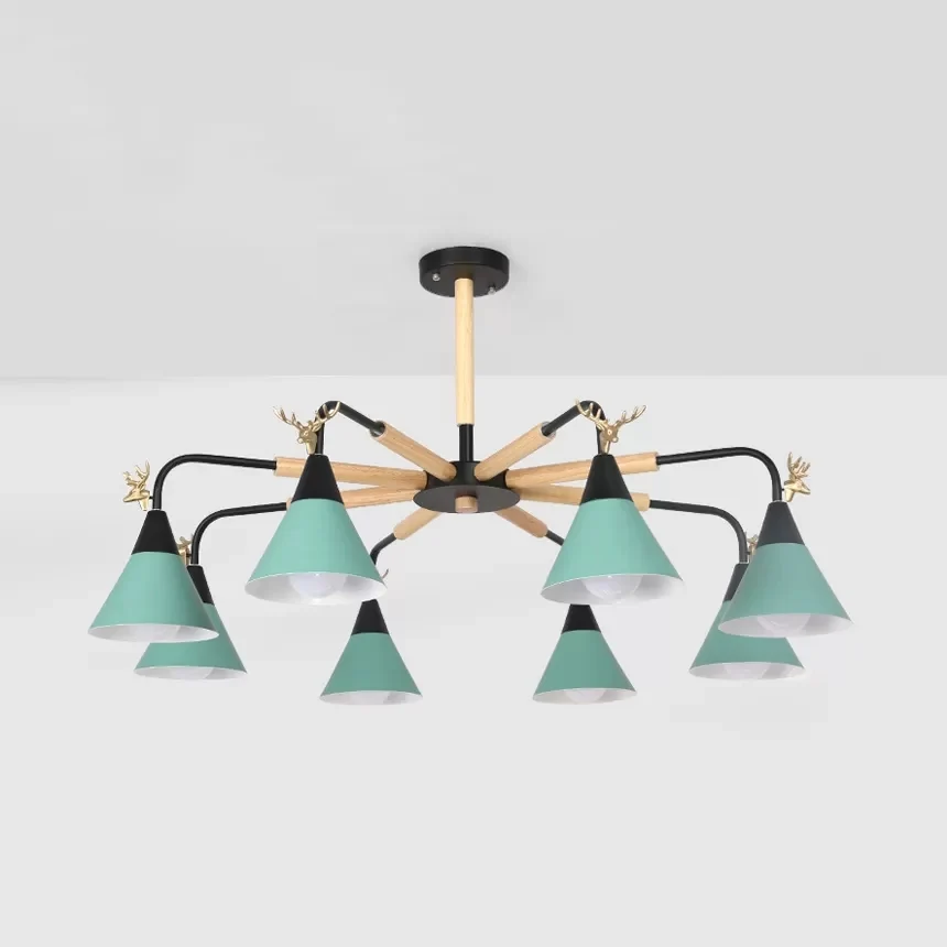 Metallic conische hanglamp met herten Macaron-stijl kroonluchter voor kinderslaapkamer Clearhalo