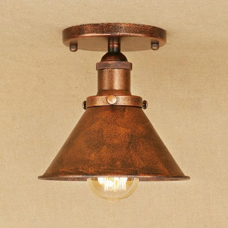 Metallic conische semi-inbouwlamp Vintage stijl 1-kops gang Semi-inbouwverlichting messing/koper Clearhalo