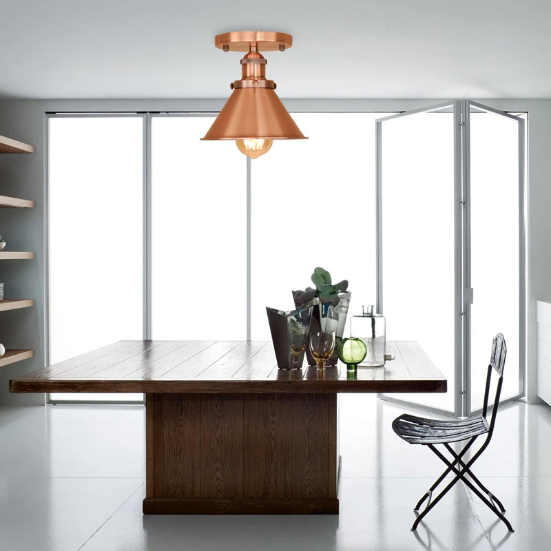 Metallic conische semi-inbouwlamp Vintage stijl 1-kops gang Semi-inbouwverlichting messing/koper Clearhalo