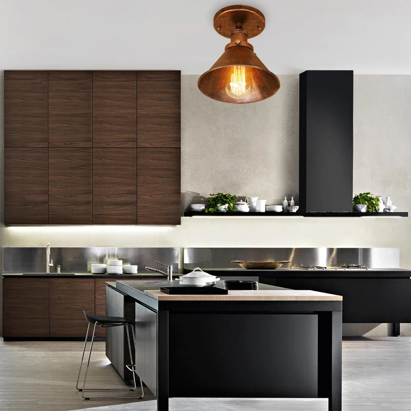 Metallic conische semi-inbouwlamp Vintage stijl 1-kops gang Semi-inbouwverlichting messing/koper Clearhalo