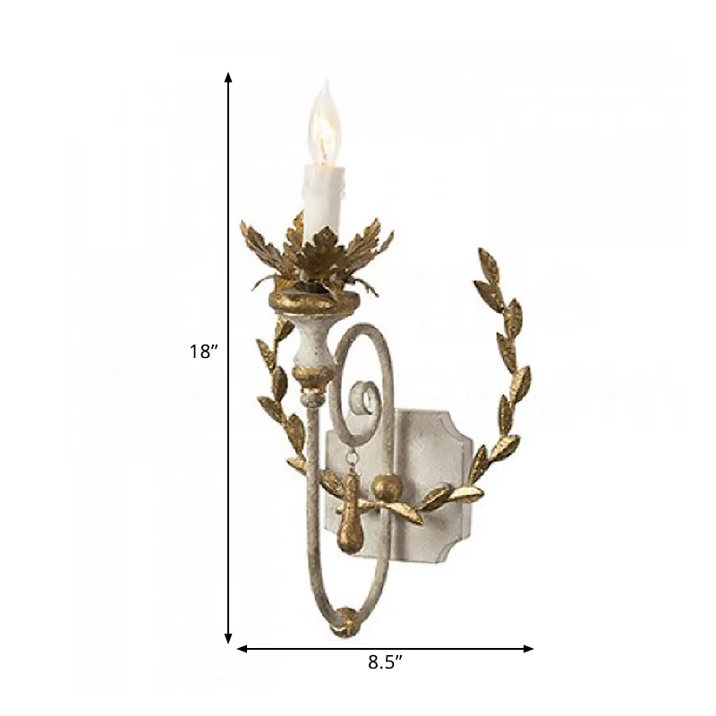 Metallic goud wandmontage verlichting kandelaar 1-koppige boerderij wandlamp met wijnrankdecor Clearhalo