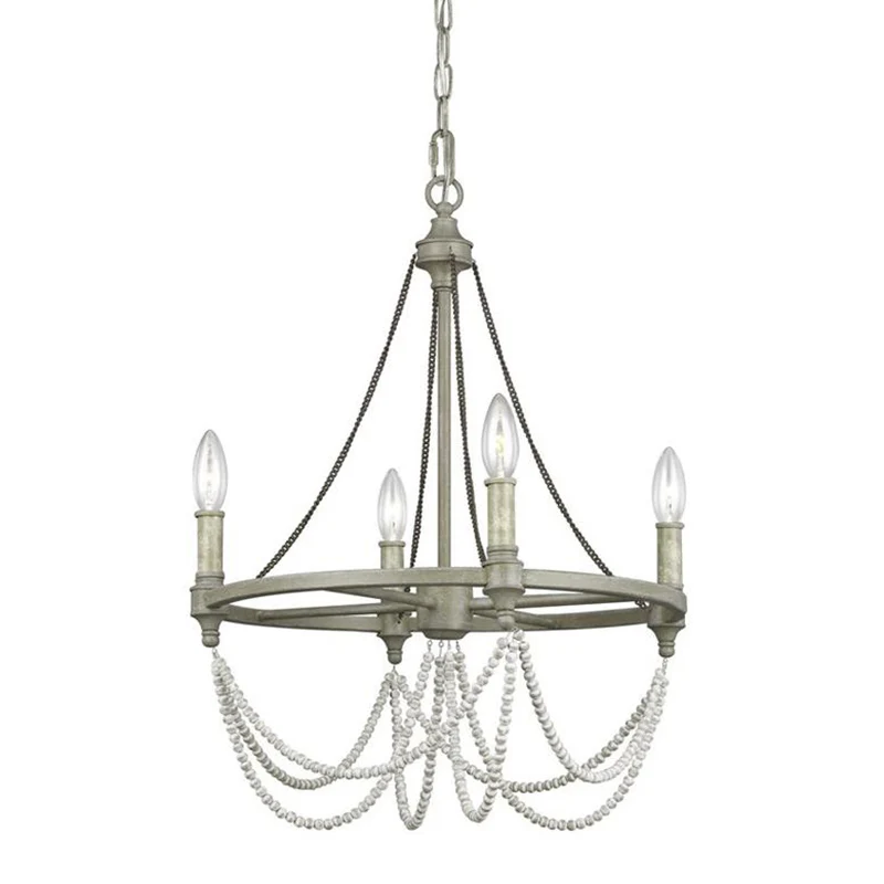Metallic kaarskroonluchter lichte retro eetkamer hanglamp met hangende kristallen kraal grijs Clearhalo