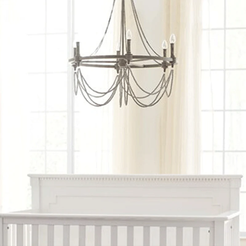 Metallic kaarskroonluchter lichte retro eetkamer hanglamp met hangende kristallen kraal grijs Clearhalo