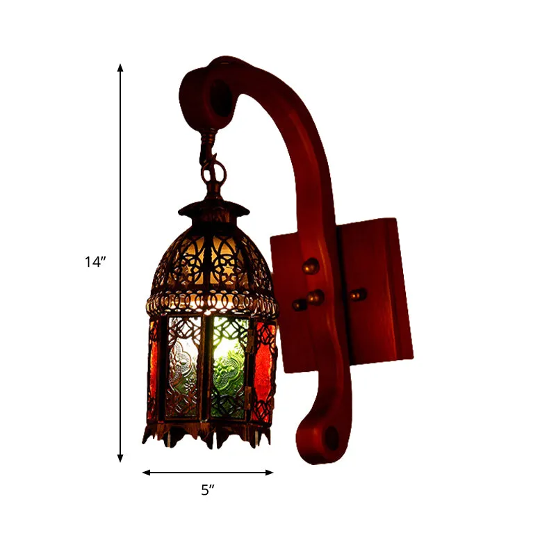 Metallic koperen wandlamp lantaarn 1 kop antieke wandkandelaarlamp voor slaapkamer Clearhalo