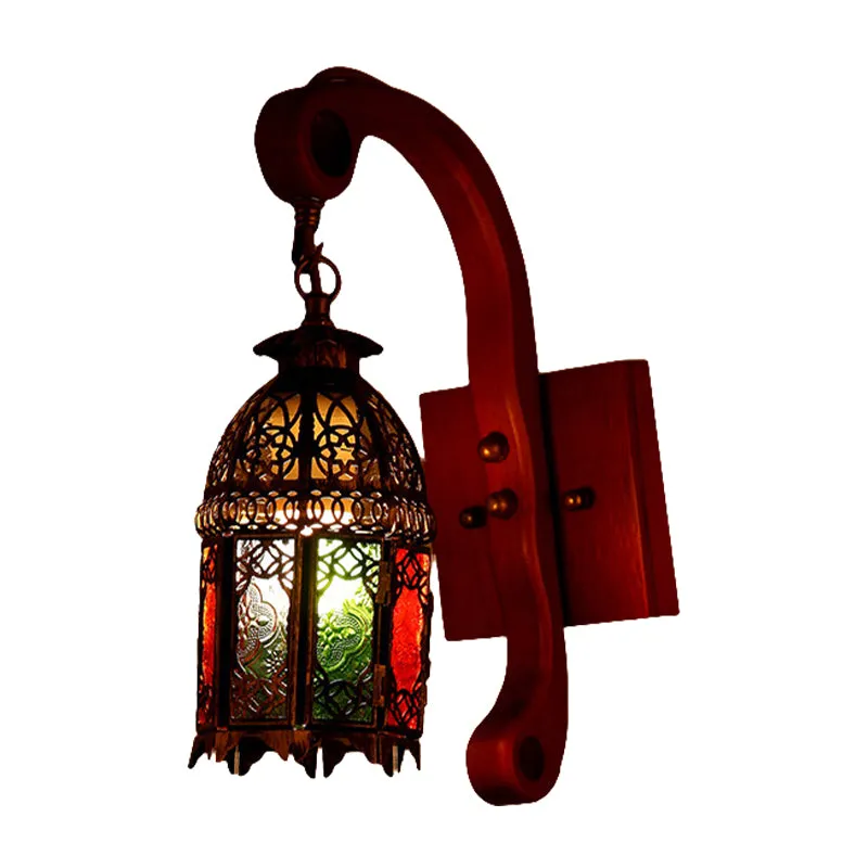 Metallic koperen wandlamp lantaarn 1 kop antieke wandkandelaarlamp voor slaapkamer Clearhalo