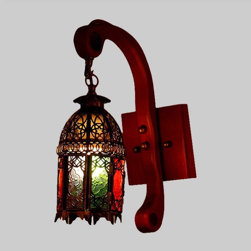 Metallic koperen wandlamp lantaarn 1 kop antieke wandkandelaarlamp voor slaapkamer Clearhalo