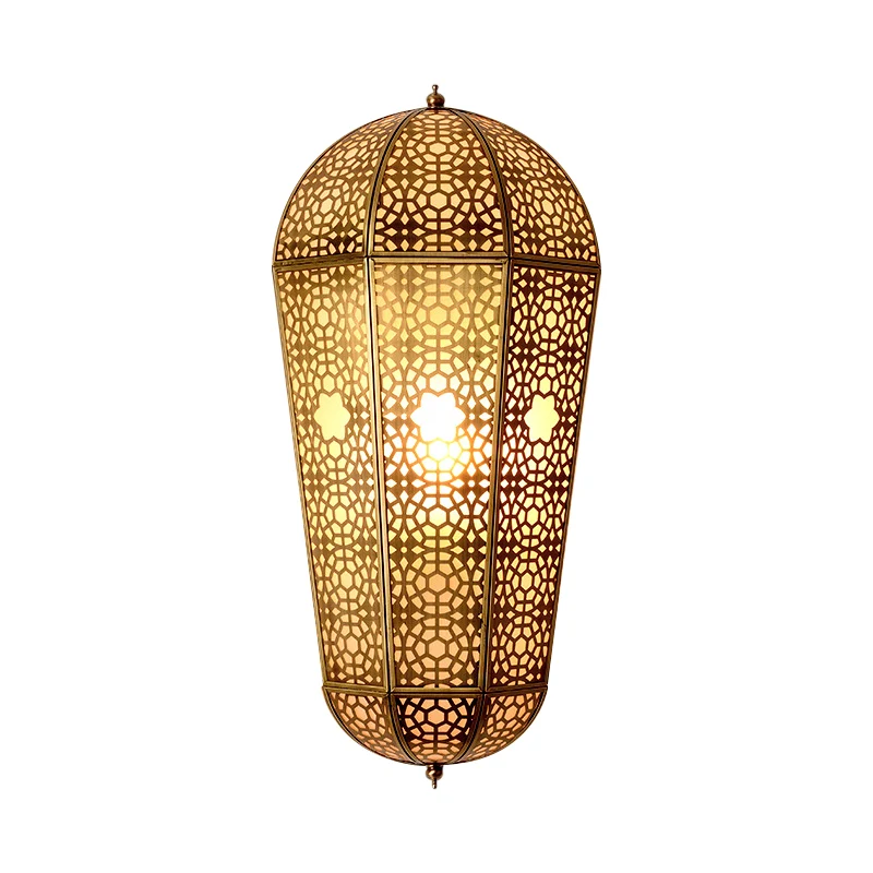 Metallic messing lantaarn schans ballonvormige uitgeholde 1-koppige Turkse wandmontagelamp Clearhalo
