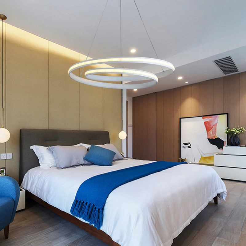 Metallic naadloze curve kroonluchter verlichting minimalistische LED-hanglamp voor eetkamer Clearhalo