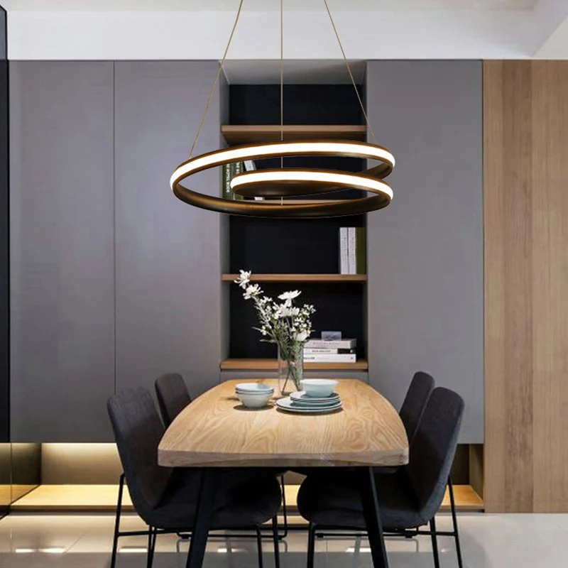 Metallic naadloze curve kroonluchter verlichting minimalistische LED-hanglamp voor eetkamer Clearhalo