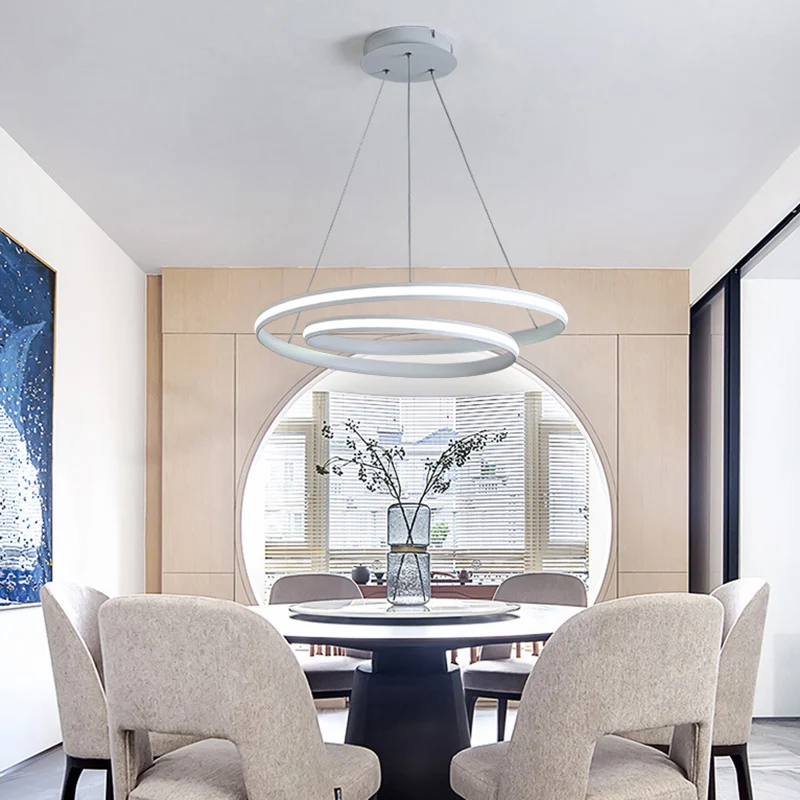 Metallic naadloze curve kroonluchter verlichting minimalistische LED-hanglamp voor eetkamer Clearhalo