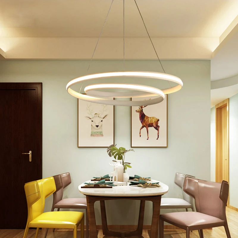 Metallic naadloze curve kroonluchter verlichting minimalistische LED-hanglamp voor eetkamer Clearhalo
