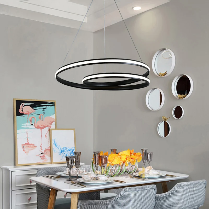 Metallic naadloze curve kroonluchter verlichting minimalistische LED-hanglamp voor eetkamer Clearhalo