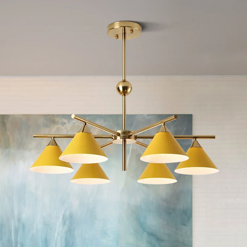 Metallic piramide kroonluchter kinderslaapkamer 6 hoofden Macaron snoepkleurige hanglamp Clearhalo