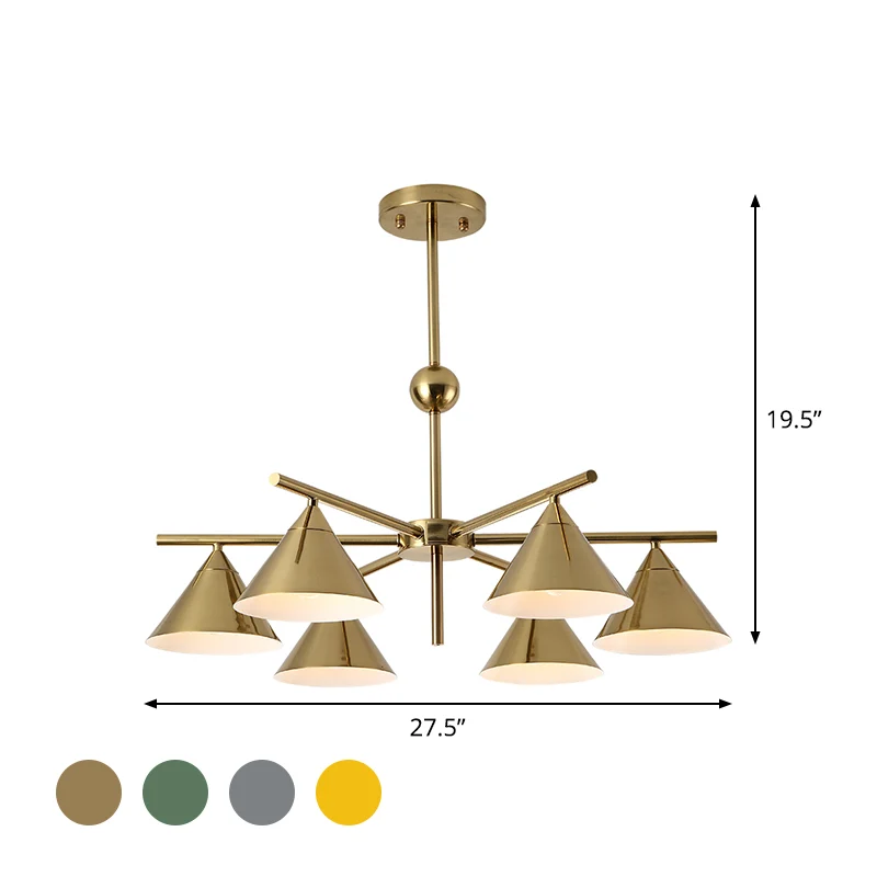 Metallic piramide kroonluchter kinderslaapkamer 6 hoofden Macaron snoepkleurige hanglamp Clearhalo