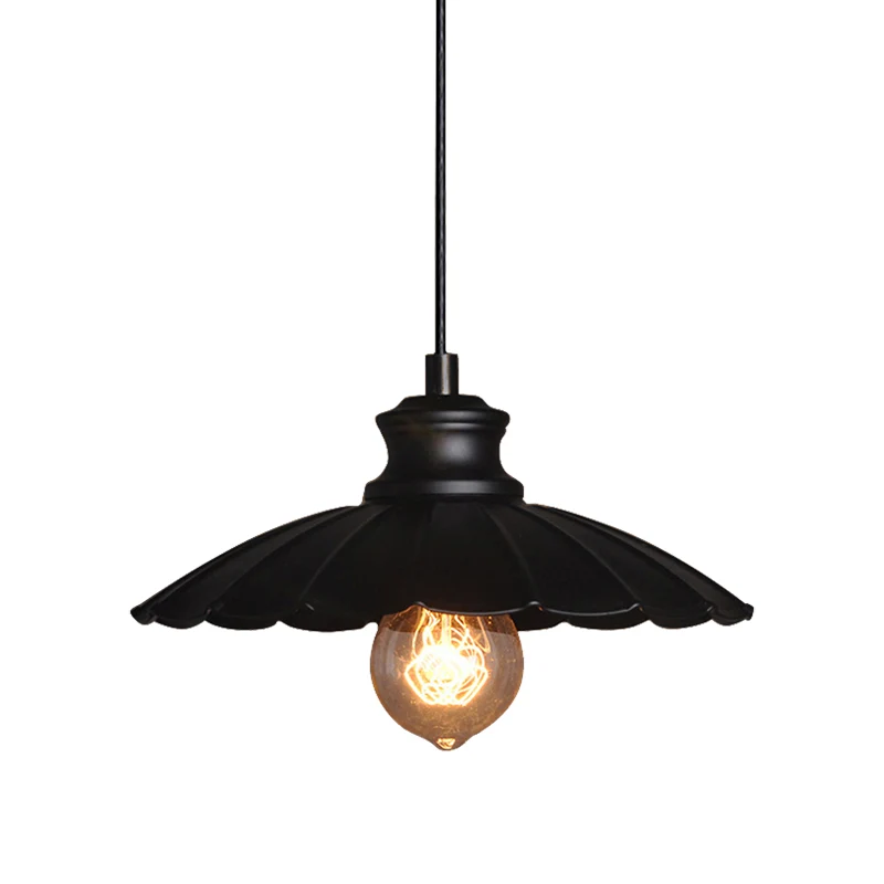 Metallic zwarte hanglamp geschulpte kap 1 licht retro-stijl hangende plafondlamp voor keuken Clearhalo
