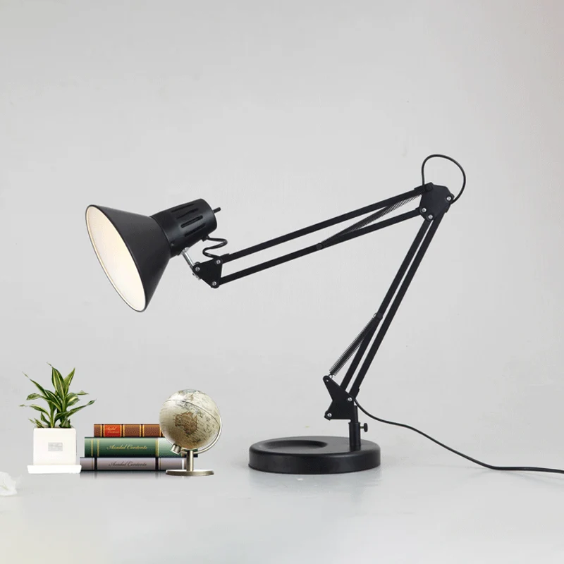 Metallic zwarte leeslamp conische kap 1 lamp industriële stijl staande bureaulamp met verstelbare arm Clearhalo