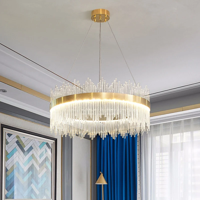 Mid-Century moderne heldere kristallen neerwaartse verlichting hanger ronde LED-hanglamp voor eettafel Clearhalo