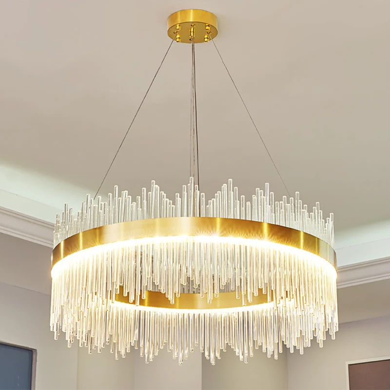 Mid-Century moderne heldere kristallen neerwaartse verlichting hanger ronde LED-hanglamp voor eettafel Clearhalo