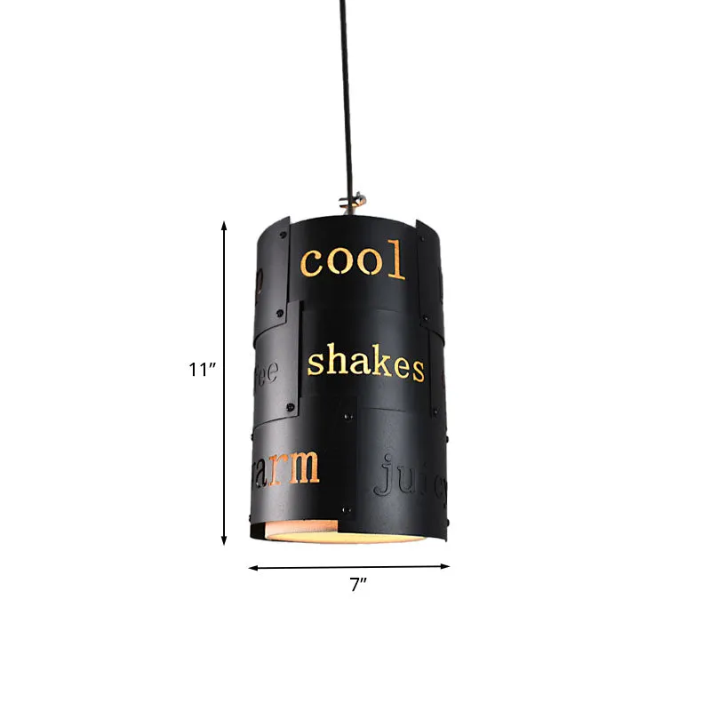 Mini gesplitste kolom bierbar hanglamp Artistry metallic enkele zwarte plafondhanger met script Clearhalo