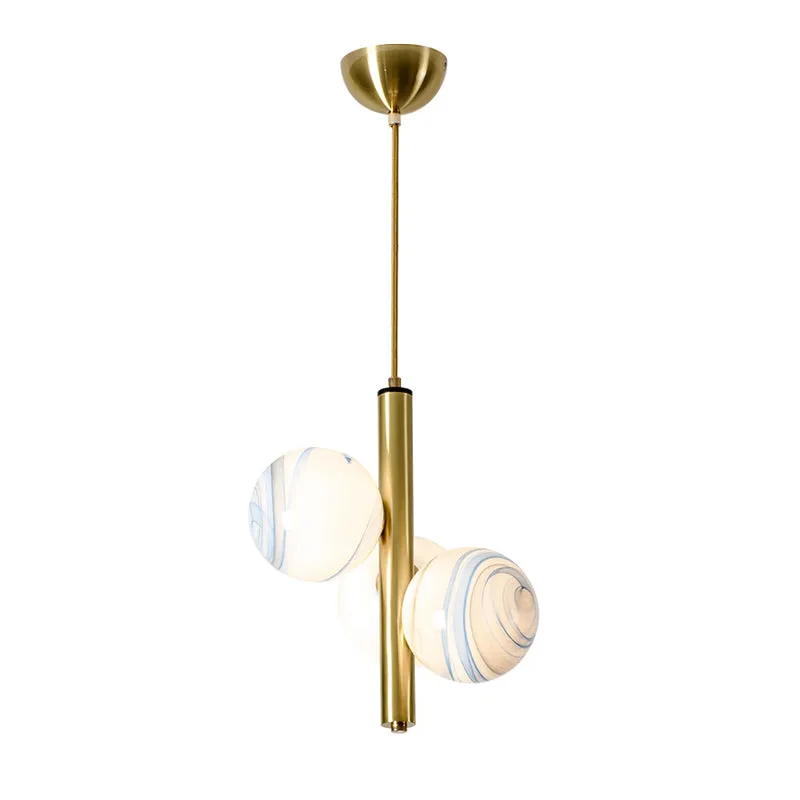 Minimalisme 3-kops kroonluchter licht messing Global LED hanglamp met matglazen kap Clearhalo