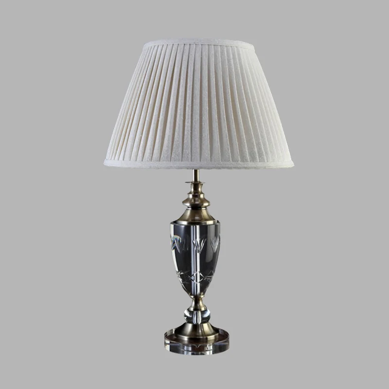 Minimalisme Bell Nachtkastje Licht 1 Nachtkastjelamp van lichte stof crèmegrijs met kristallen accent Clearhalo