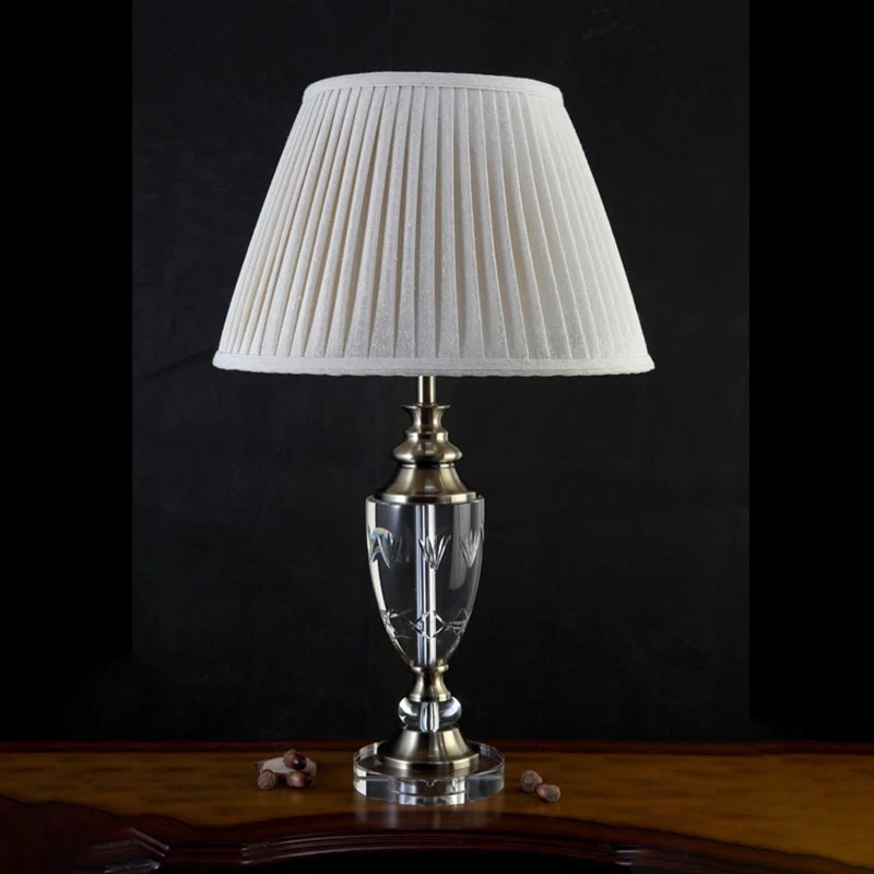 Minimalisme Bell Nachtkastje Licht 1 Nachtkastjelamp van lichte stof crèmegrijs met kristallen accent Clearhalo
