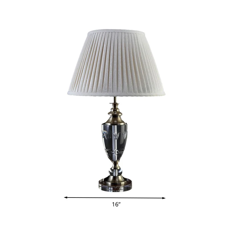 Minimalisme Bell Nachtkastje Licht 1 Nachtkastjelamp van lichte stof crèmegrijs met kristallen accent Clearhalo