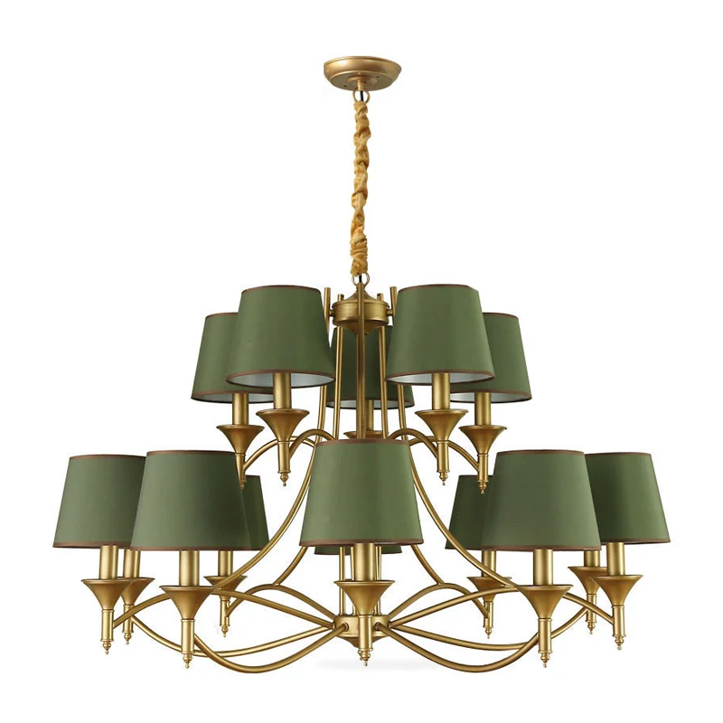 Minimalisme kandelaar kroonluchter licht metalen hanglamp met taps toelopende stoffen kap Clearhalo